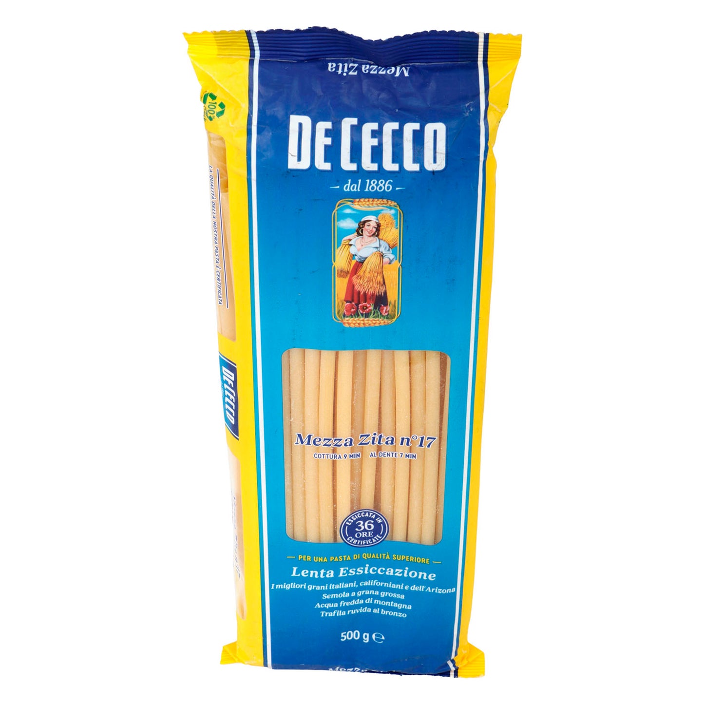 Pasta - De Cecco Mezza Zita De Sémola 500 gr - Italia