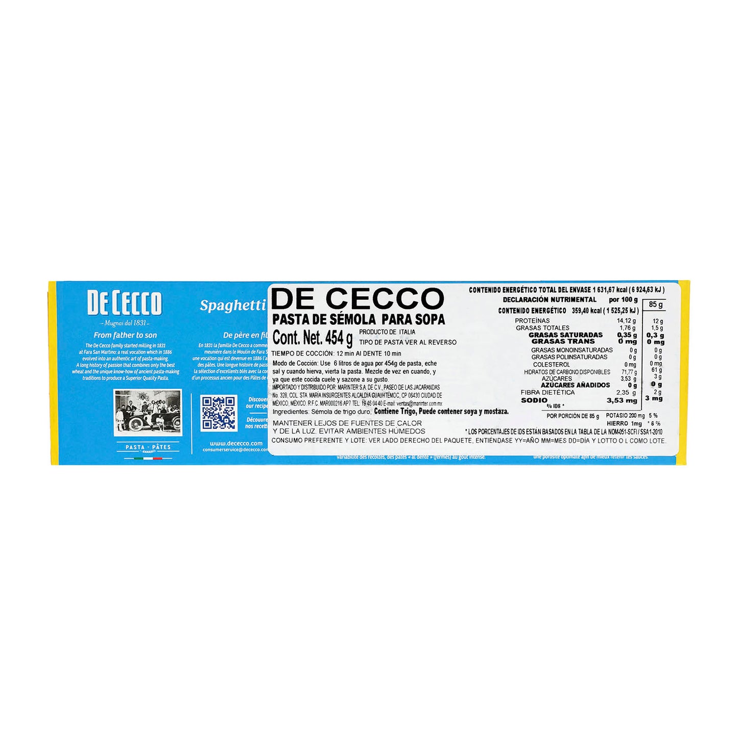 De Cecco - Pasta Spaghetti De Sémola - 454g - Italia