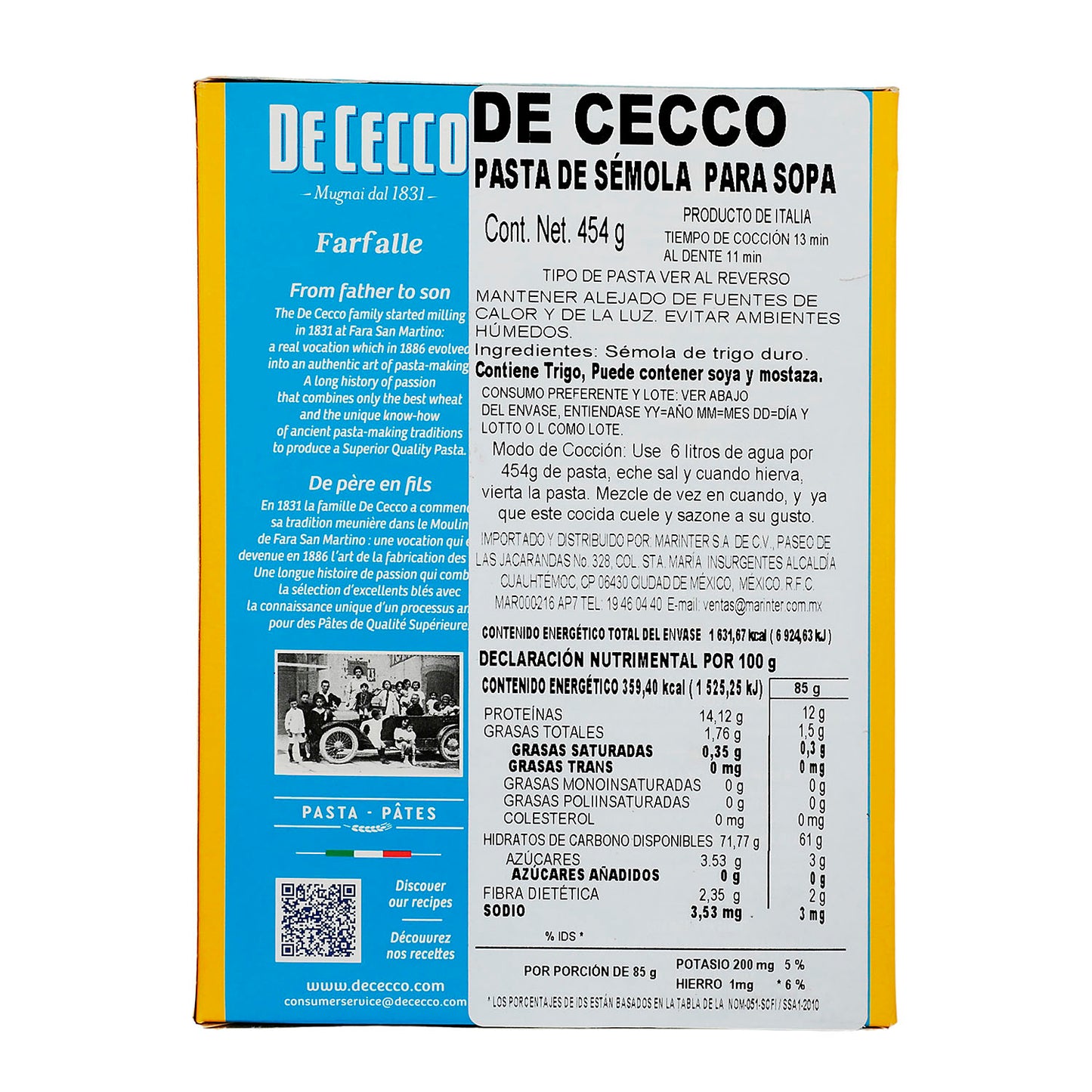De Cecco - Pasta Farfalle De Sémola - 454 g - Italia