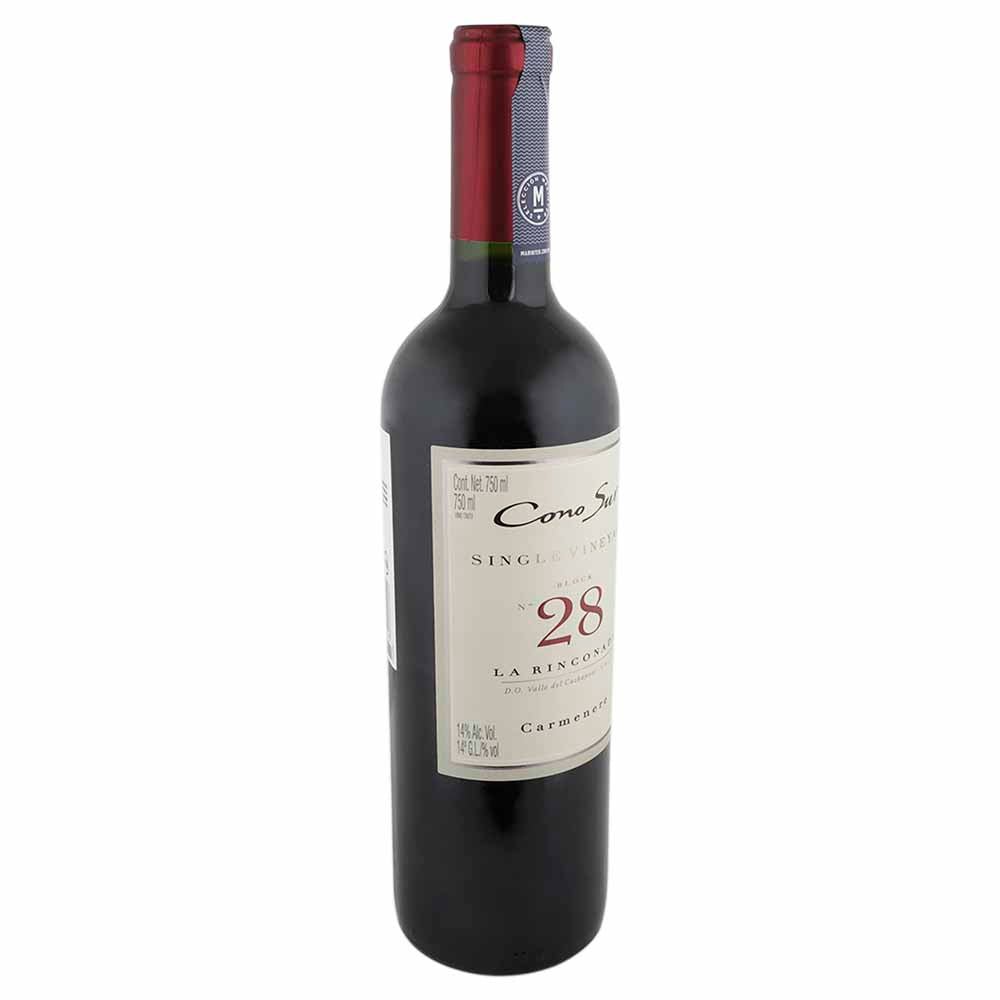 Vino Tinto - Cono Sur - Single Vineyard Carmenere de 750 ml - Chile
