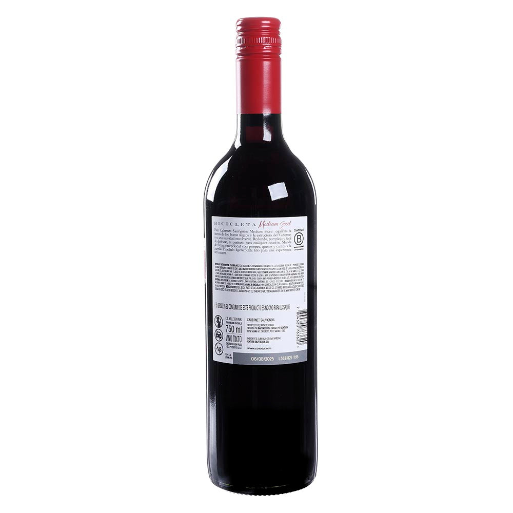 Vino Tinto Cono Sur Bicicleta Cabernet Svg Semidulce de 750 ml - Chile