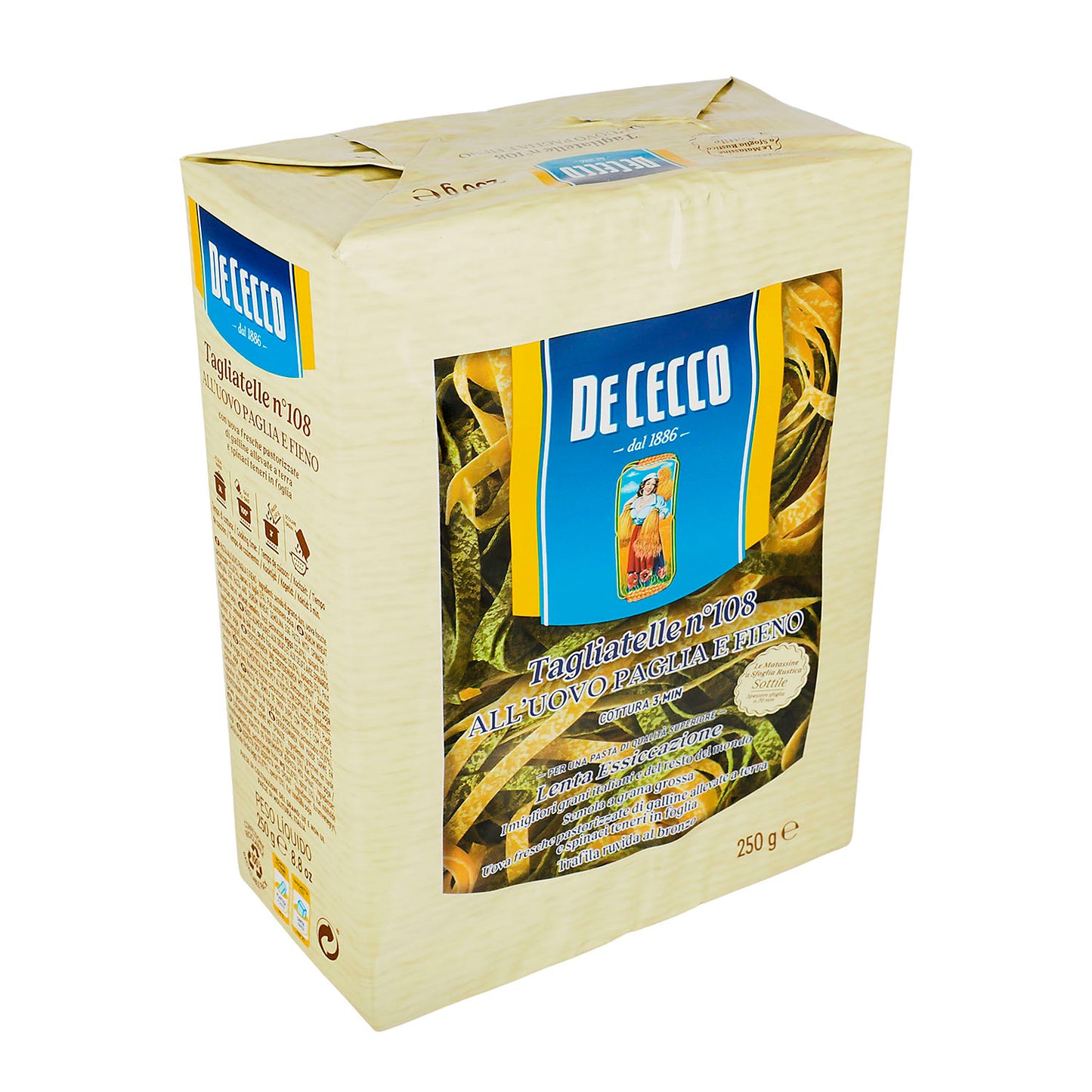 Pasta - De Cecco Tagliatelle Paglia e Fieno Con Huevo y Espina 250 gr - Italia