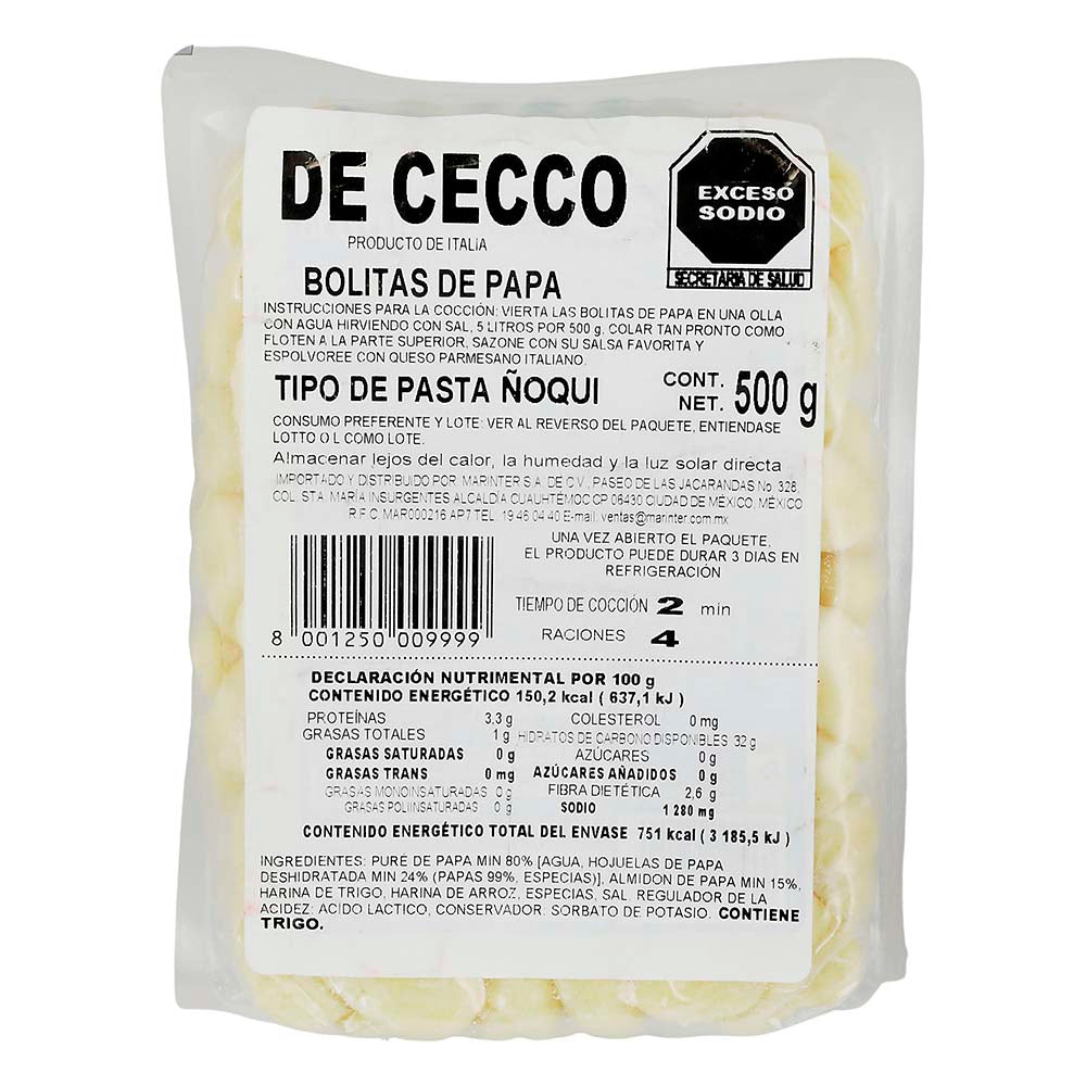 Pasta - De Cecco Gnocchi De Papa 500 gr - Italia