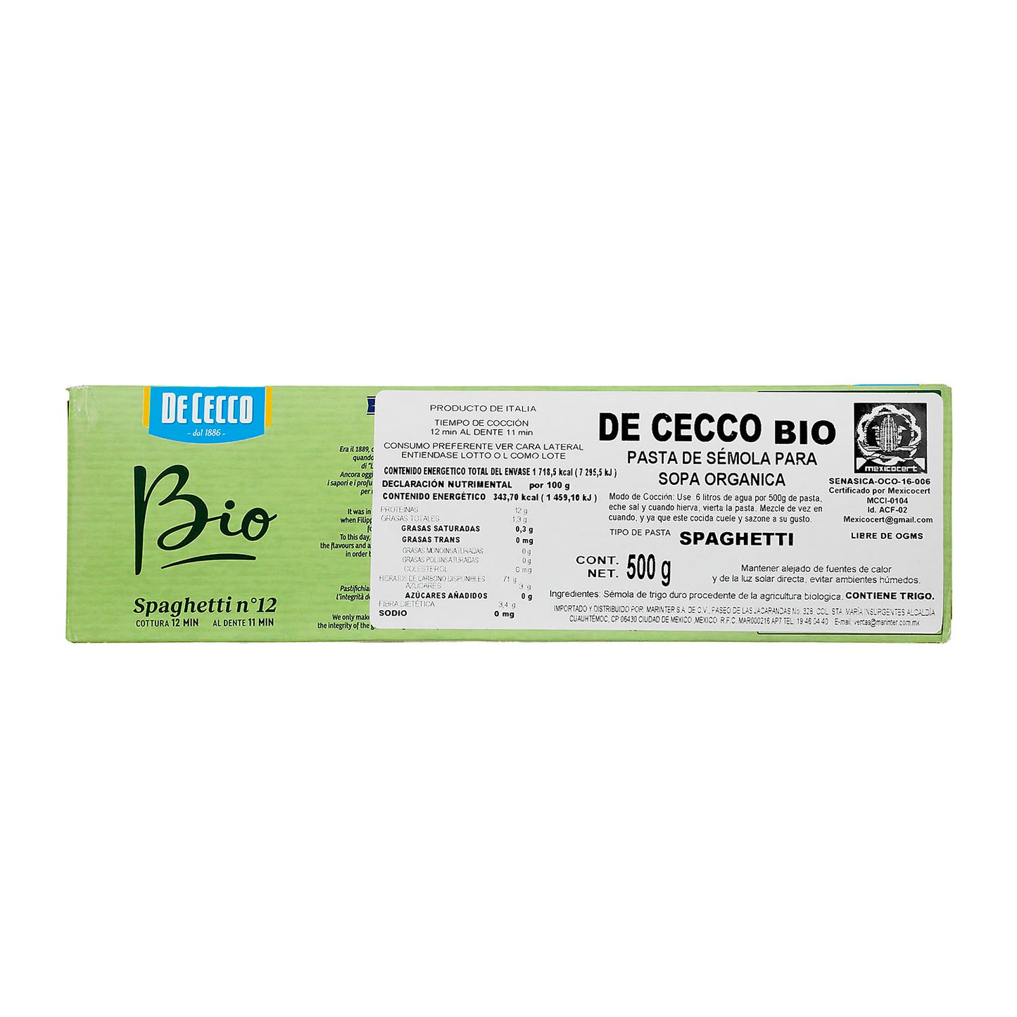 De Cecco - Bio Spaghetti De Sémola 500 gr - Italia