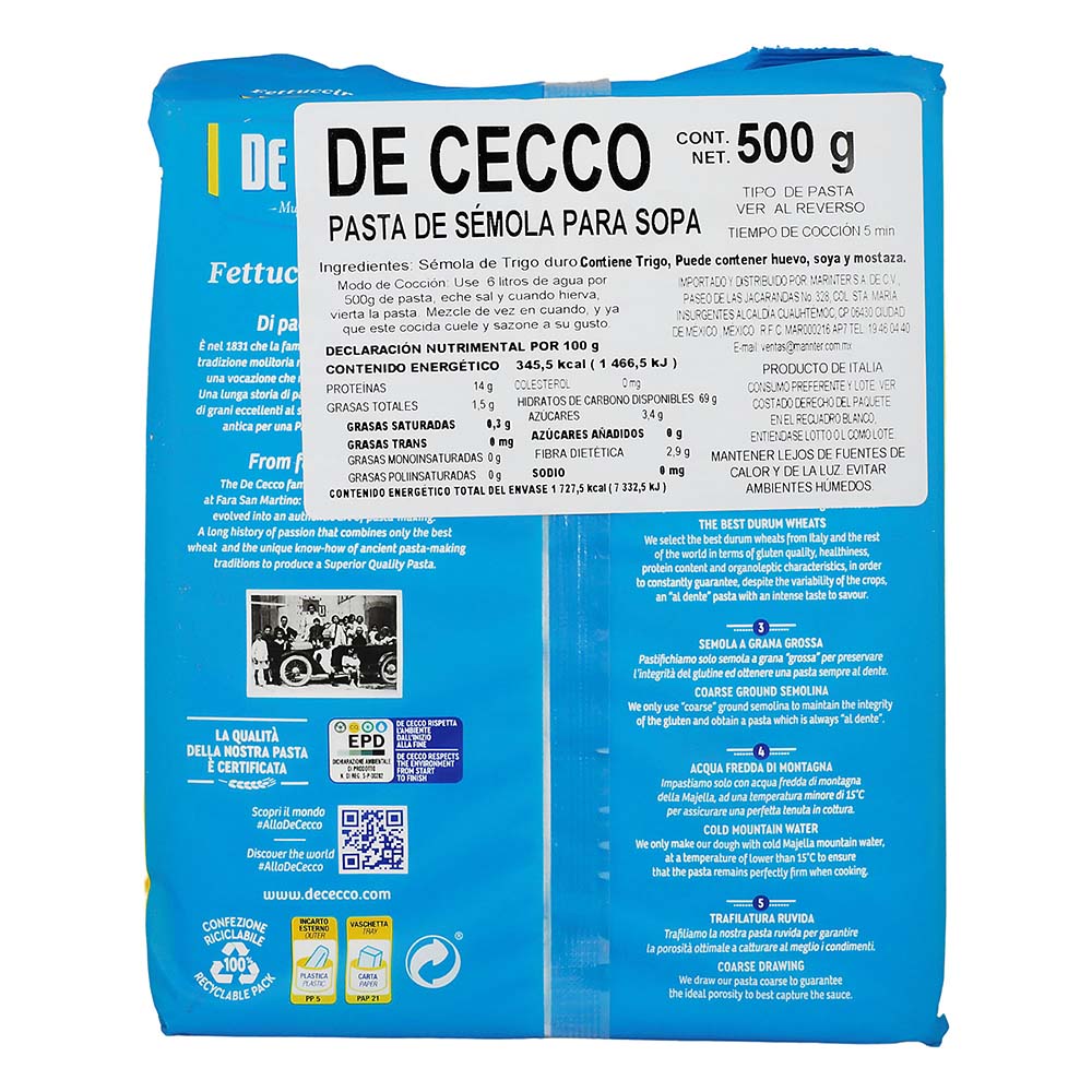 De Cecco - Pasta Nidi Fettuccine 500 g - Italia