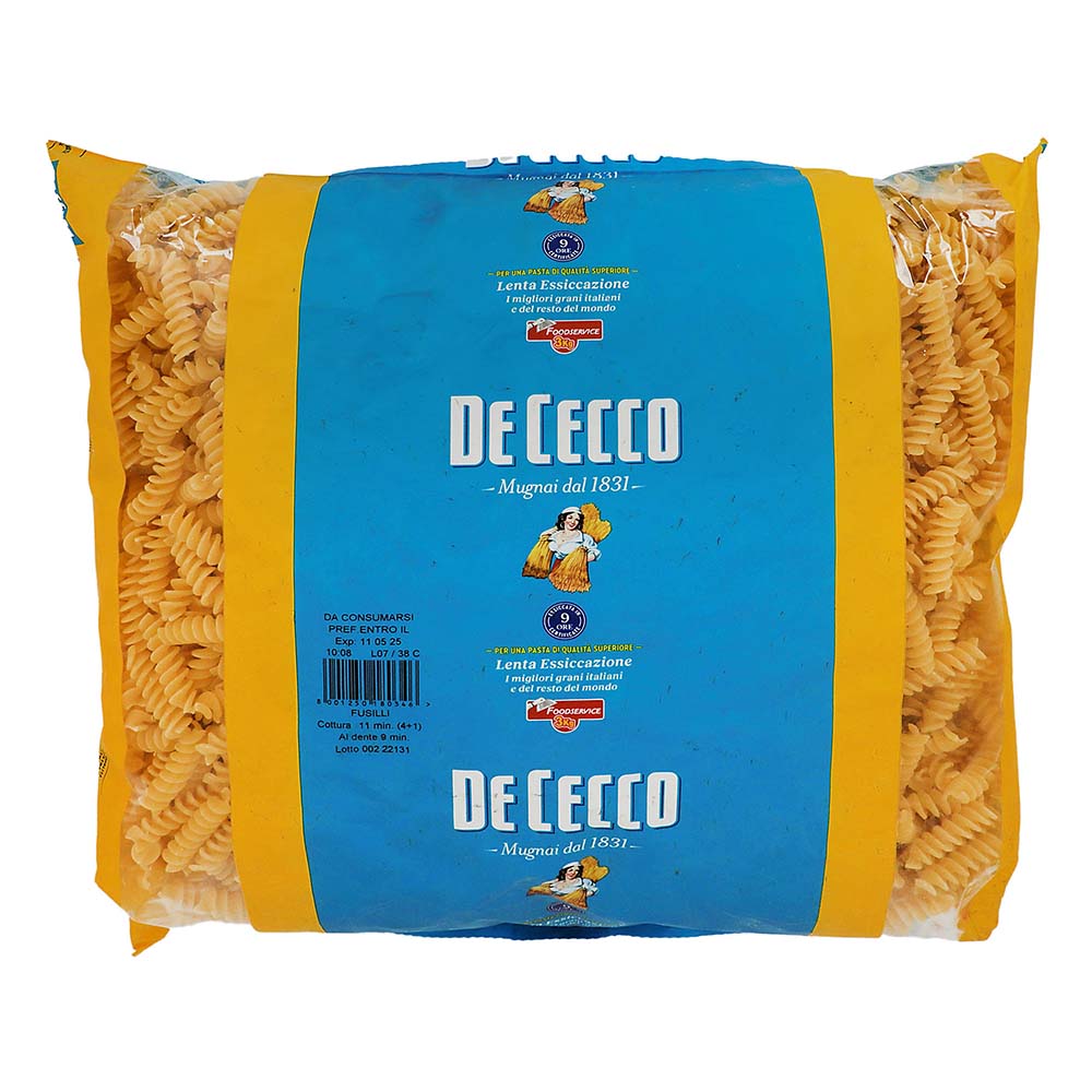 Pasta - De Cecco Fusilli De Sémola 3000 gr - Italia