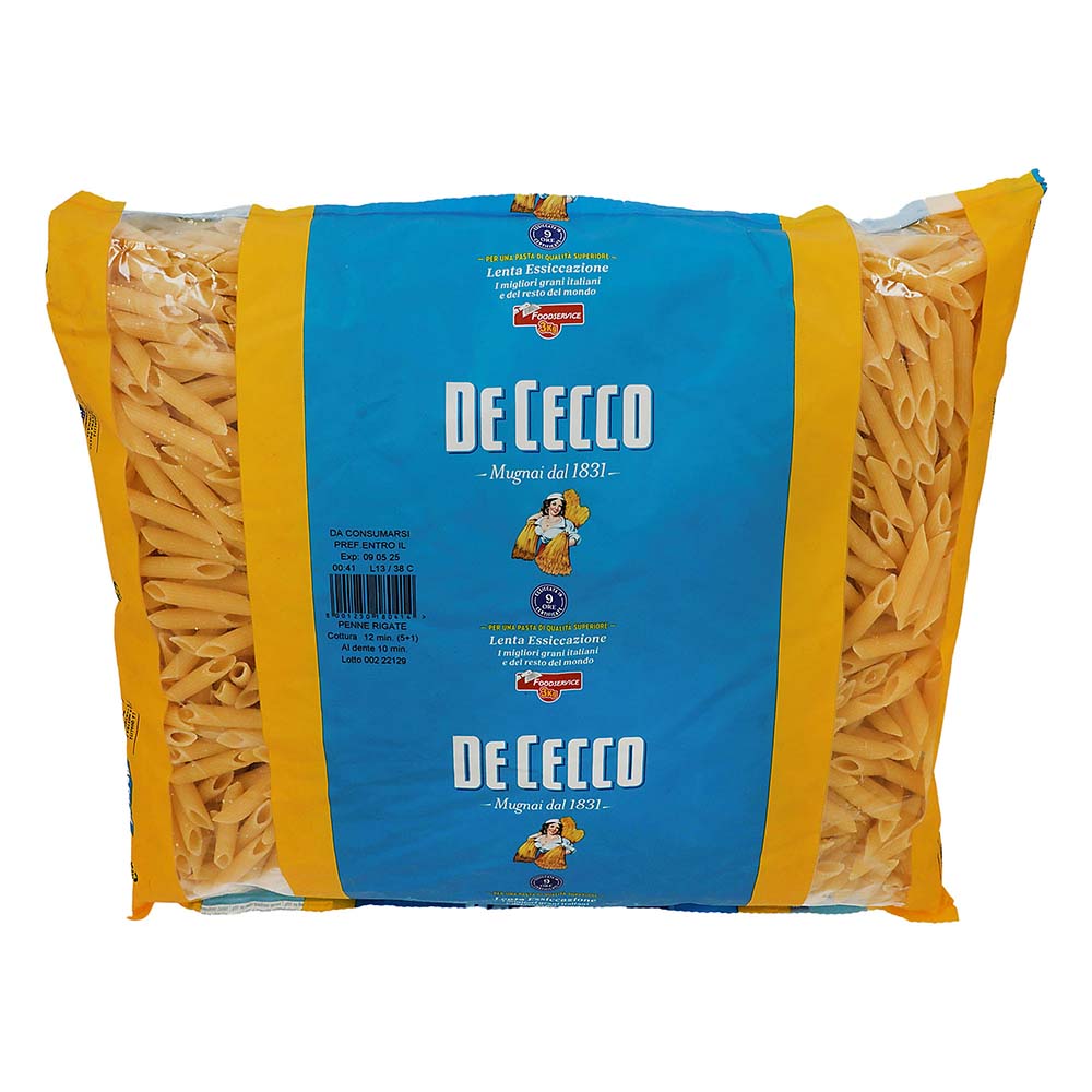 Pasta - De Cecco Penne Rigate De Sémola 3000 gr - Italia