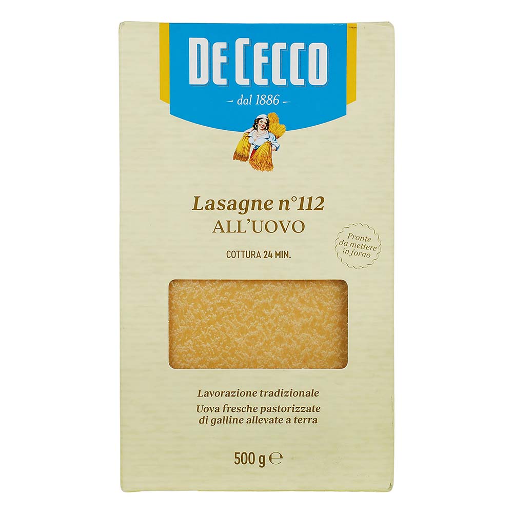 De Cecco - Pasta Lasagna con Huevo 500 g - Italia
