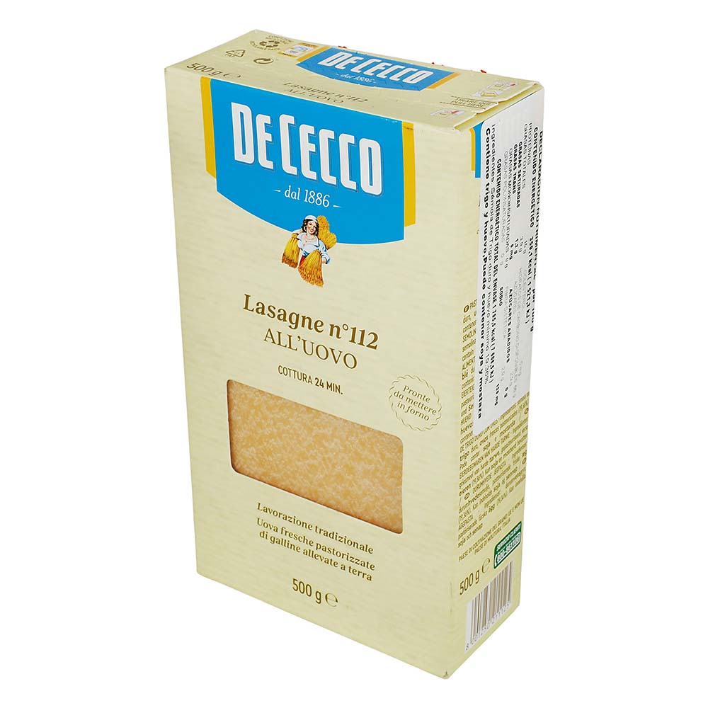 De Cecco - Pasta Lasagna con Huevo 500 g - Italia