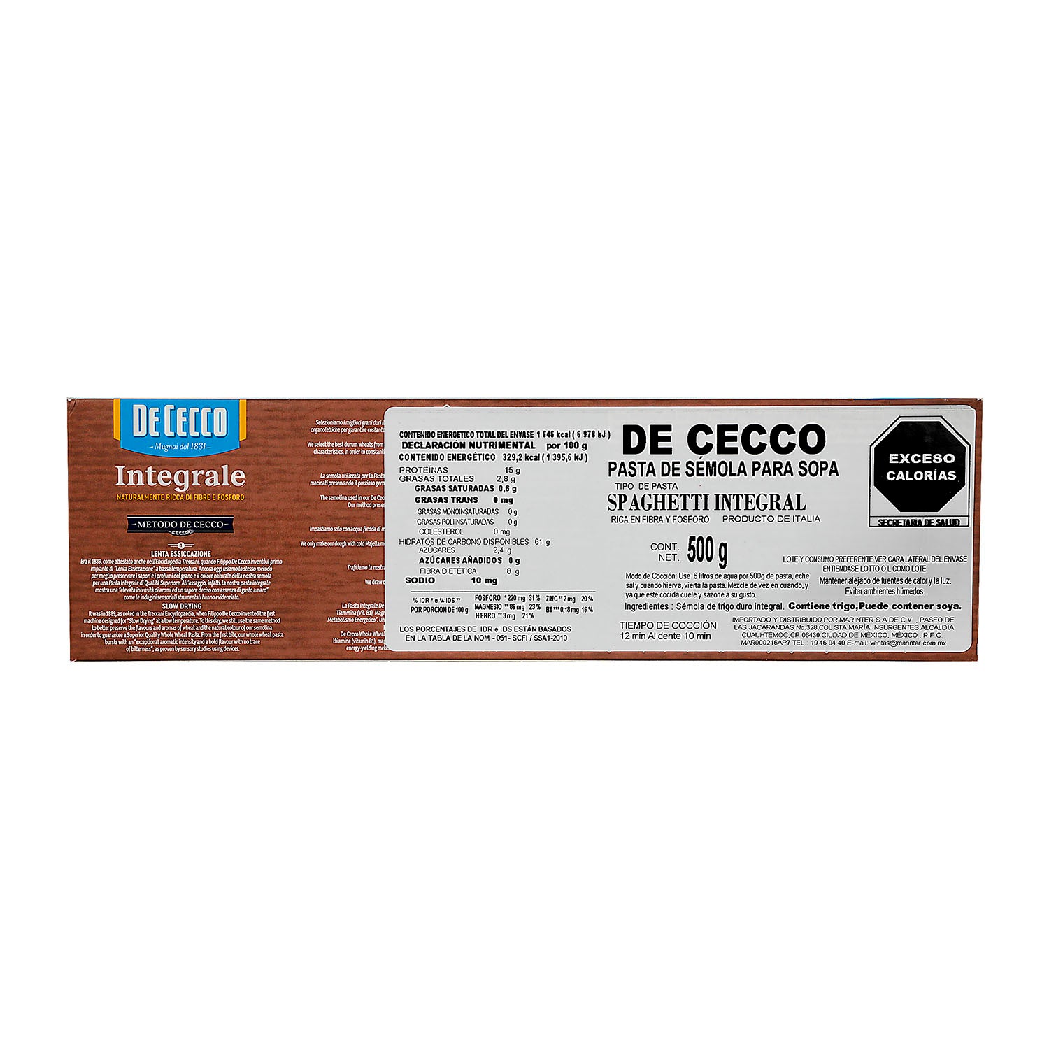 Pasta - De Cecco Spaghetti Integral - 500 gr