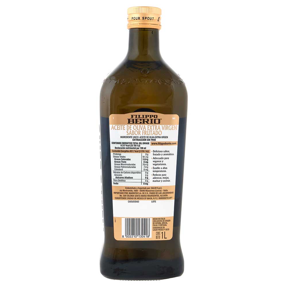 Aceite de Oliva - Filippo Berio Gusto Frutt Extra Virgen- 1000 ml - Italia