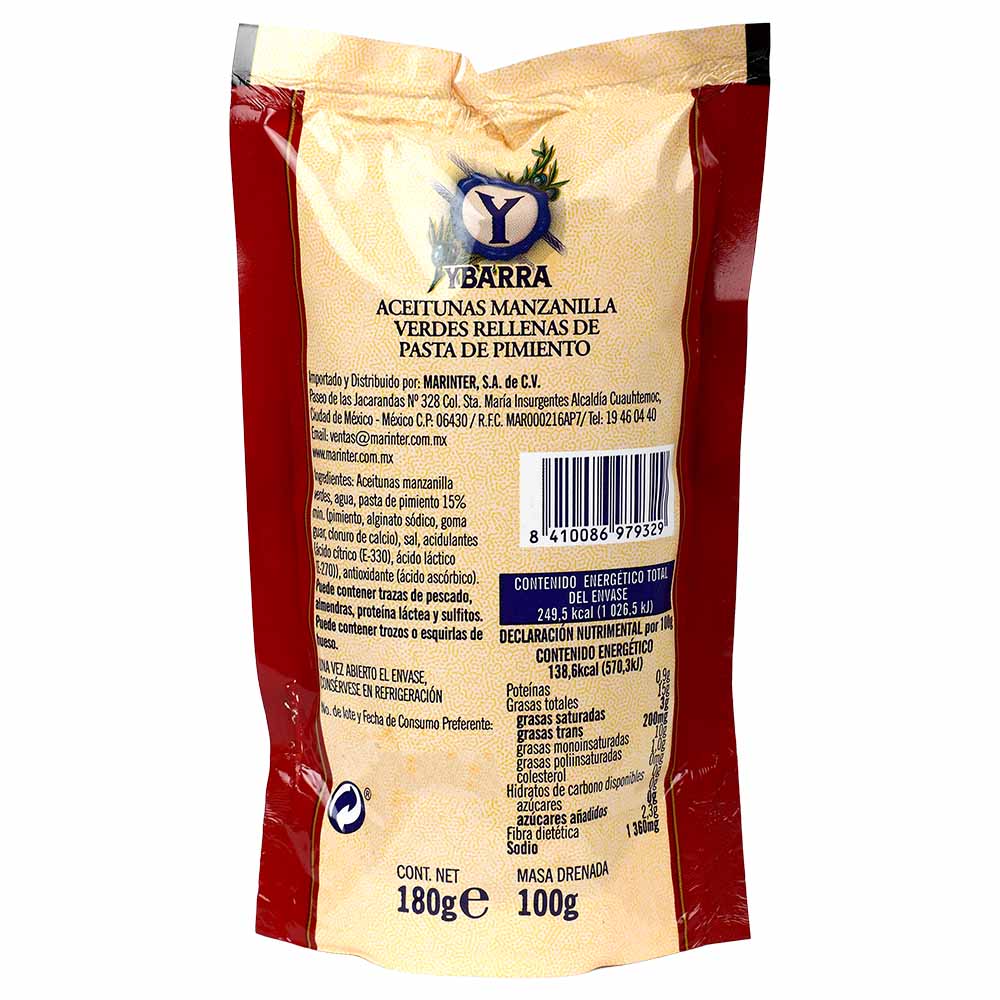 Aceitunas - Ybarra Rellenas de Pasta de Pimiento Doy - 180 g - España