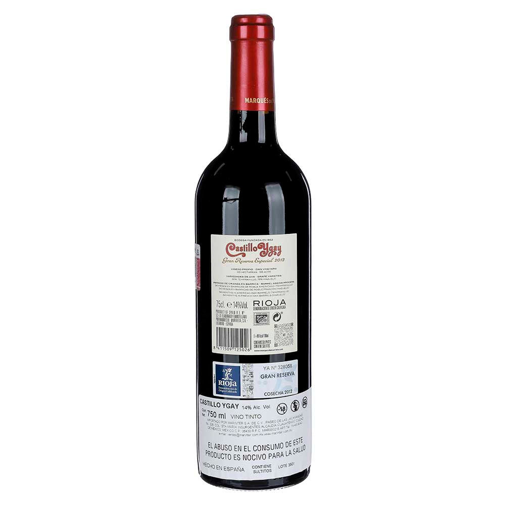 Vino Tinto Castillo Ygay 2012 de 750 ml - España