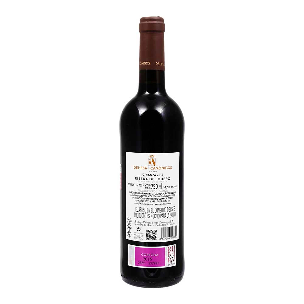 Vino Tinto Dehesa de los Canonigos Crianza 2015 de 750 ml - España