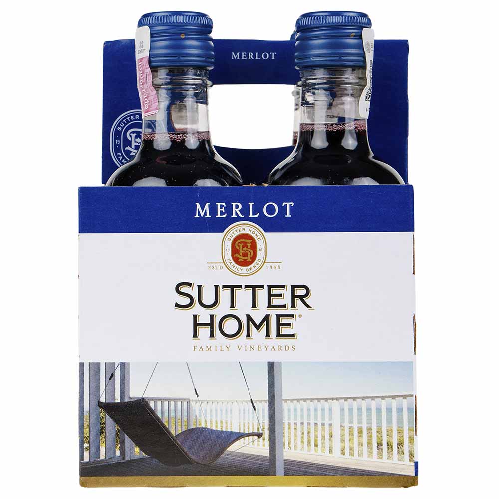 Vino Tinto Sutter Home Merlot Cuatripack 187 ml - Estados Unidos