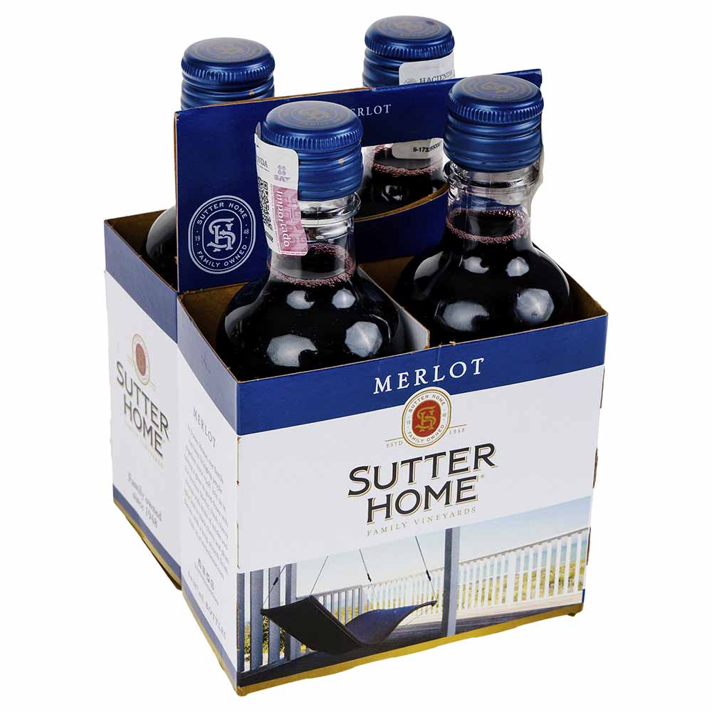 Vino Tinto Sutter Home Merlot Cuatripack 187 ml - Estados Unidos
