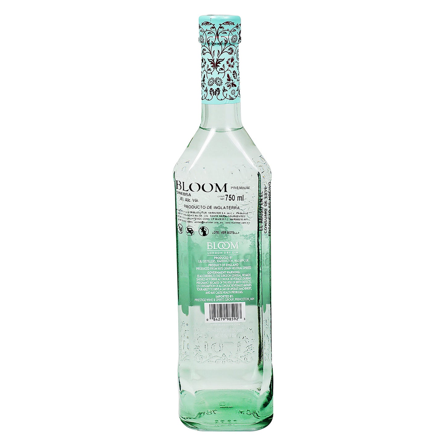 Ginebra - Bloom London Dry de 750 ml - Reino Unido